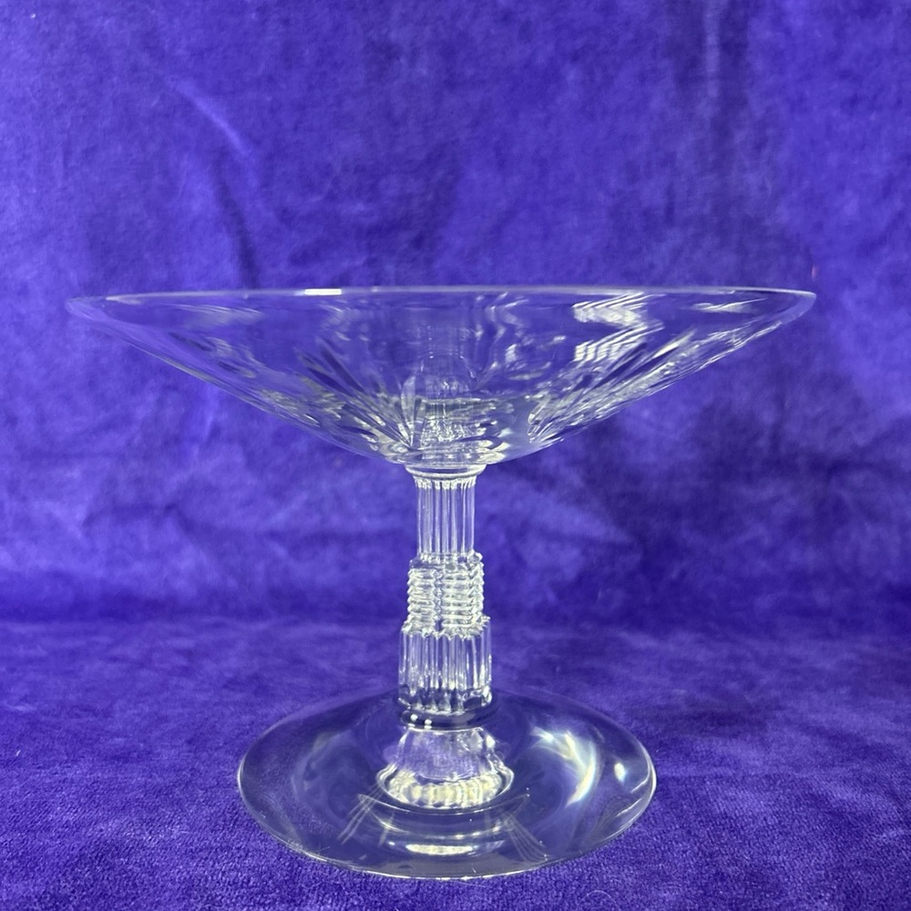 Antique 1933 Libbey Art Deco Skyscraper Cut Crystal Candy Bowl Pedestal